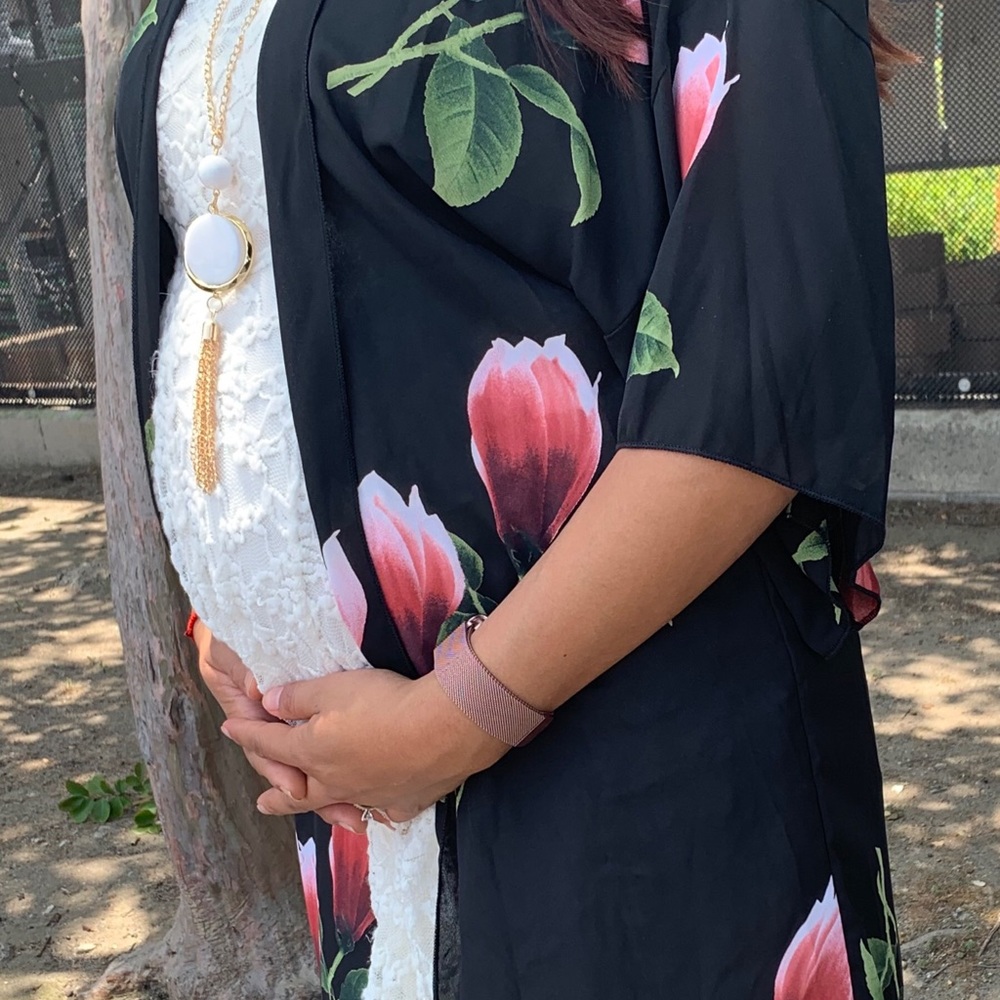 Floral Black Kimono - Picture 2 of 2